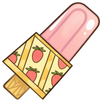 A colorful ice cream bar featuring a strawberry design, perfect for summer treats and desserts. png