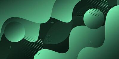 Colorful dark green banner background. Trendy waves and liquid patterns on the background. Eps10 vector