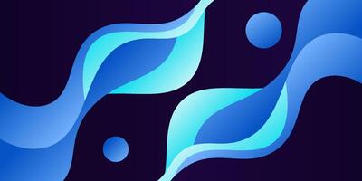 Blue geometric business banner design. Creative banner design with wave and circle shape as template. Simple design on purple horizontal banner. Eps10 vector