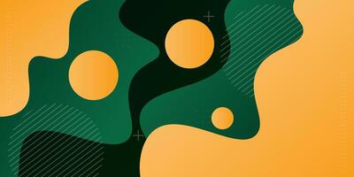 Modern green and orange geometric business banner design. Creative banner design with wave and circle shape in background for template. Simple horizontal banner. eps10 vector