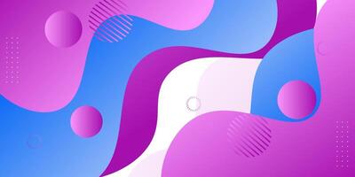 Blue and purple geometric business banner design. Creative banner design with wave shape as template. Simple design on white horizontal banner. Eps10 vector