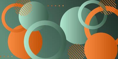 Abstract dark orange and green circle 3D background. Overlapping circle shape pattern background concept. Eps10 vector