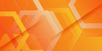 Abstract 3d background. Orange gradient background. Hexagonal element shapes. Hexagonal banner design. vector
