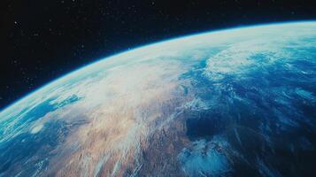 Earth from Space A Stunning View of Our Planet and Starry Skies Beyond The Atmosphere photo