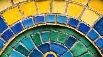 Chromatic Harmony A Vibrant Mosaic of Squared Tiles in Radial Design photo