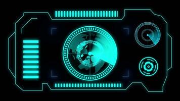 Futuristic earth HUD Interface Screen and Data Display animation Isolated on Black Background video