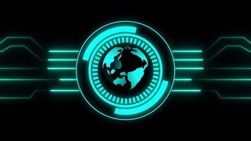 Globe In Hud Interface With Circuit Board Connections animation Isolated on Black Background video