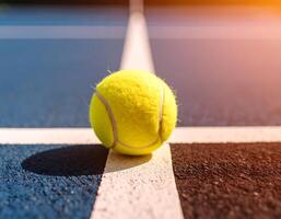 Tennis ball on the court photo