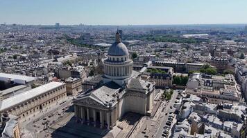 Aerial View of pantheon in Paris ile de france in France . Downtown Skyscraper. video