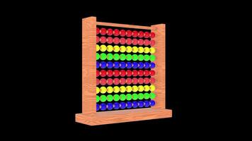 Wooden Abacus Rotating on a Transparent Background. Seamless Loop. 4K video