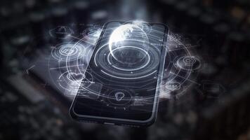 Interactive statistics displayed on a smartphone's surface. video