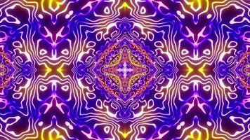 Colorful abstract design with large flower in the center. Kaleidoscope VJ loop video
