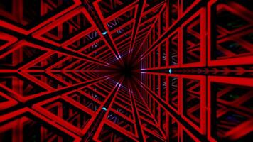 Triangular tunnel red squares with black abstract background. Looped animation video