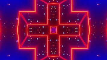 Red and blue abstract design with stars and lines in the center. Kaleidoscope VJ loop video