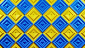 A blue and yellow background with a pattern of triangles. Looped animation video
