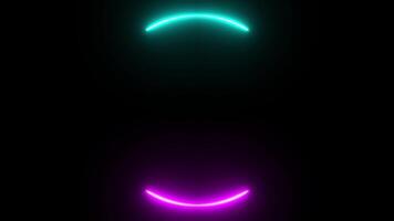 Blue tosca and purple neon lights motion animation, rotating and repeating, LED lights with round frame shape on black background, 4k resolution recording. video