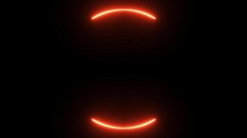 Orange neon light motion animation, rotating and repeating, LED lights with round frame shape on black background, 4k resolution recording. video