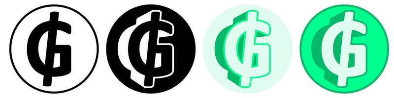 Set trendy Guarani Symbol icon. Paraguay currency pictogram illustration vector
