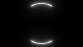 White neon light motion animation, rotating and repeating, LED lights with round frame shape on black background, 4k resolution footage. video