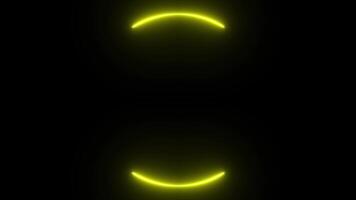 Yellow neon light motion animation, rotating and repeating, LED lights with round frame shape on black background, 4k resolution recording. video