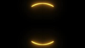 Gold neon light motion animation, rotating and repeating, LED lights with round frame shape on black background, 4k resolution footage. video