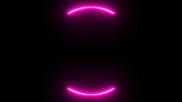 Pink neon light motion animation, rotating and repeating, LED lights with round frame shape on black background, 4k resolution footage. video