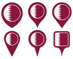 set Location pin qatar flag icon. Country location symbol Map markers design template illustration vector