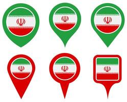 set Location pin iran flag icon.Country location symbol Map markers design template illustration vector