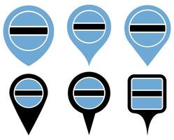set Location pin Botswana flag icon. Country location symbol Map markers design template illustration vector