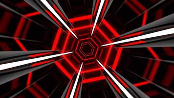 White and Red Neon Strobe Hexagon Kaleidoscope Background VJ Loop in 4K video