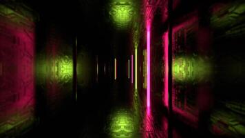 luz verde e Rosa futurista cyber túnel com néon estroboscópico varas fundo vj ciclo dentro 4k video