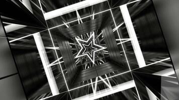 White Square Rotating Tunnel with Star Strobe Light Background VJ Loop in 4K video