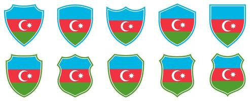 set collections azerbaijan flag in shield badge icon. azerbaijan flag symbol of powerful country. azerbaijan independence day emblem label sticker design template illustration vector
