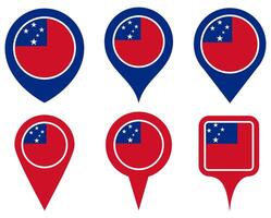 set Location pin samoa flag icon. Country location symbol Map markers design template illustration vector