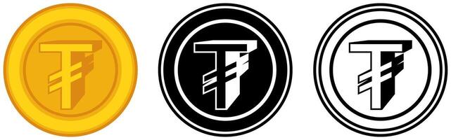 Set tugrik coins icon. Mongolian currency symbol template design illustration vector