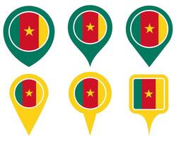 set Location pin cameroon flag icon. Country location symbol Map markers design template illustration vector