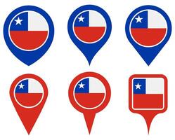 set Location pin chile flag icon. Country location symbol Map markers design template illustration vector