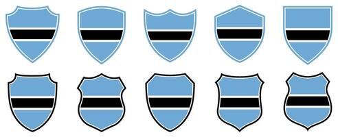 set collections Botswana flag in shield badge icon. Botswana flag symbol of powerful country. Botswana independence day emblem label sticker design template illustration vector