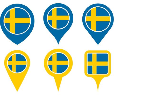 set Location pin sweden flag icon. Country location symbol Map markers design template illustration