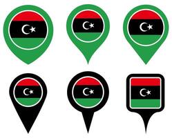 set Location pin libya flag icon. Country location symbol Map markers design template illustration vector