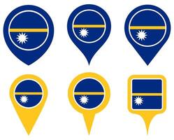 set Location pin nauru flag icon. Country location symbol Map markers design template illustration vector