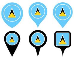 set Location pin st lucia flag icon. Country location symbol Map markers design template illustration vector