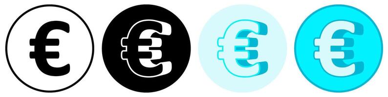 Set trendy Euro Symbol icon. European currency pictogram illustration vector