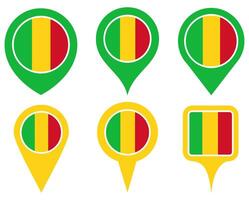 set Location pin mali flag icon. Country location symbol Map markers design template illustration vector