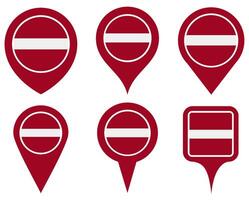 set Location pin latvia flag icon. Country location symbol Map markers design template illustration vector