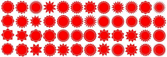 set exploding red stamps icon. sale tags badge sticker labels design template illustration vector