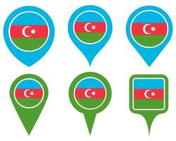 set Location pin azerbaijan flag icon. Country location symbol Map markers design template illustration vector