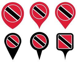 set Location pin tobago flag icon. Country location symbol Map markers design template illustration vector
