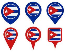 set Location pin cuba flag icon. Country location symbol Map markers design template illustration vector