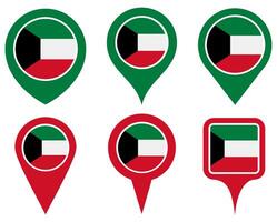set Location pin kuwait flag icon. Country location symbol Map markers design template illustration vector